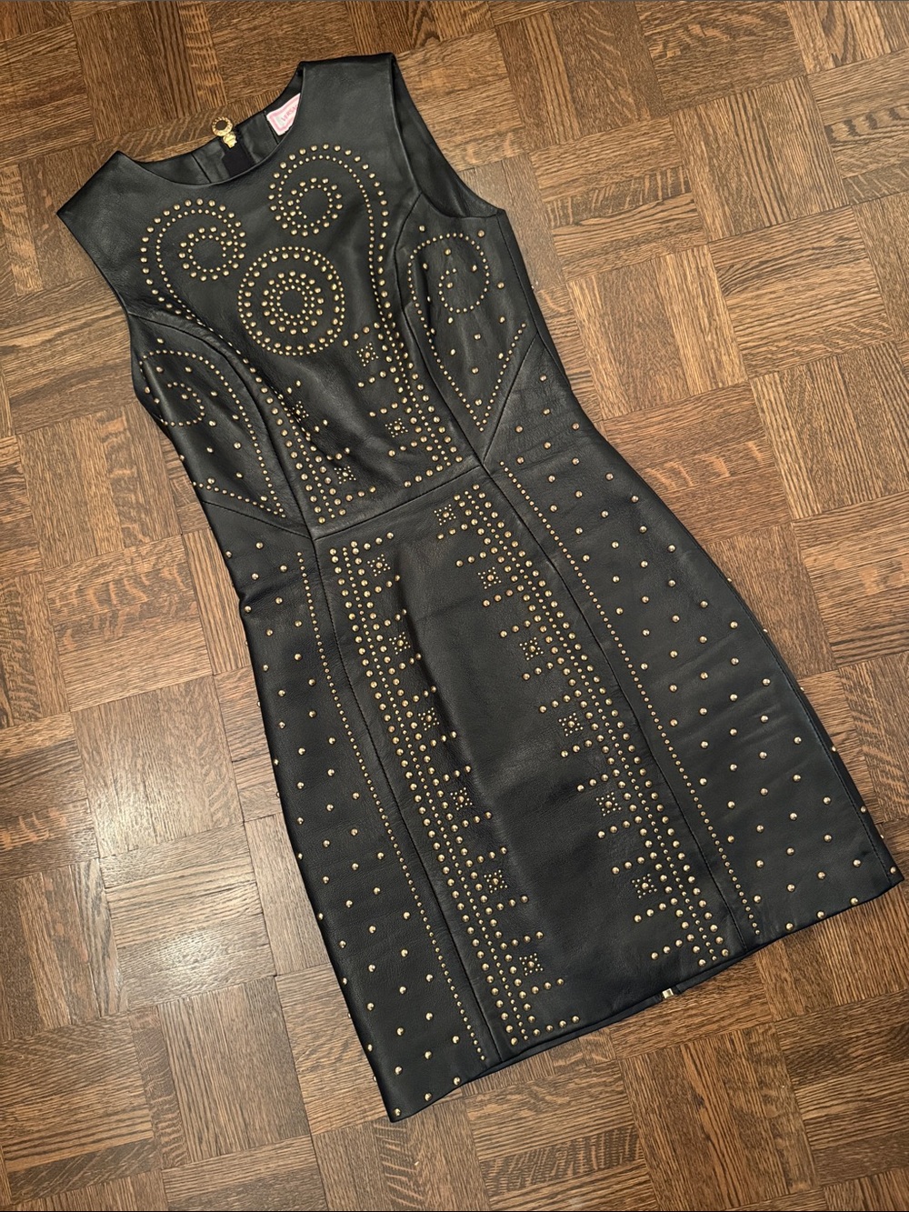 Versace X H&M Black Leather Studded Dress size 2